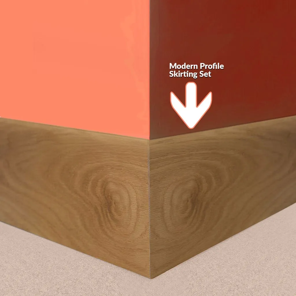 120x18mm: Modern Profile Veneer Skirting on Timber Core