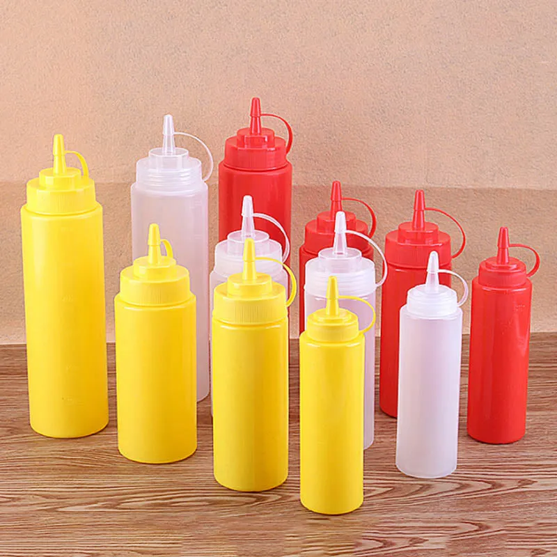 2 pcs Sauce bottle Cooking Tools Plastic Squeeze Bottle Olive Oil Storage Jar Condiment Dispenser Vinegar Seasoning Accessories