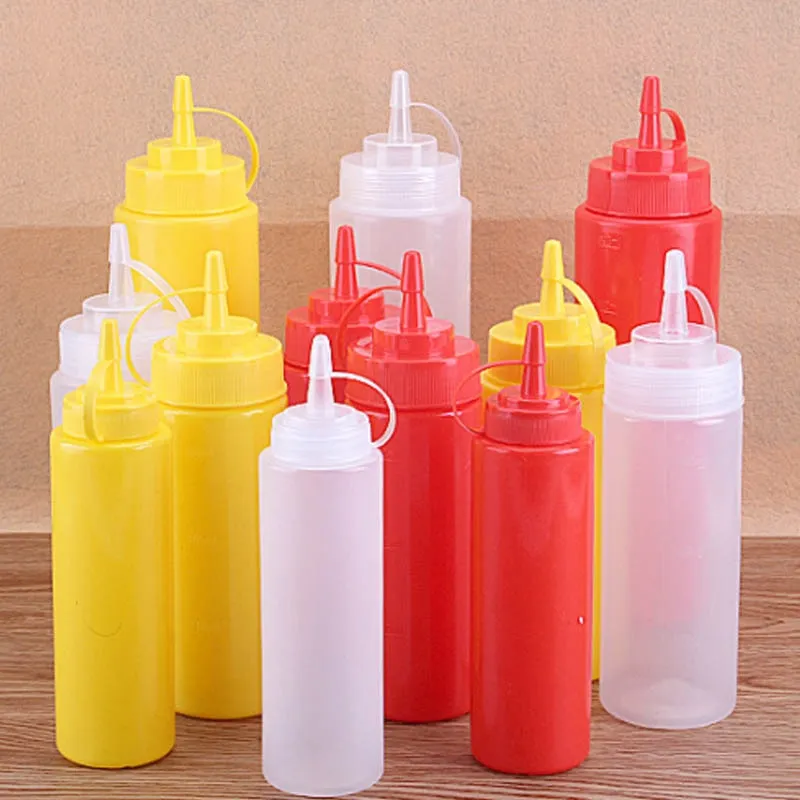 2 pcs Sauce bottle Cooking Tools Plastic Squeeze Bottle Olive Oil Storage Jar Condiment Dispenser Vinegar Seasoning Accessories