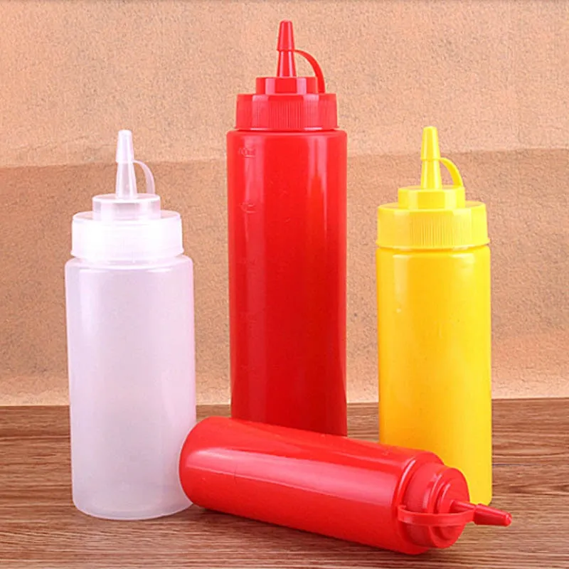 2 pcs Sauce bottle Cooking Tools Plastic Squeeze Bottle Olive Oil Storage Jar Condiment Dispenser Vinegar Seasoning Accessories