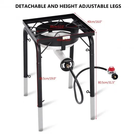 200 000-BTU Portable Propane Single Burner with Adjustable Legs