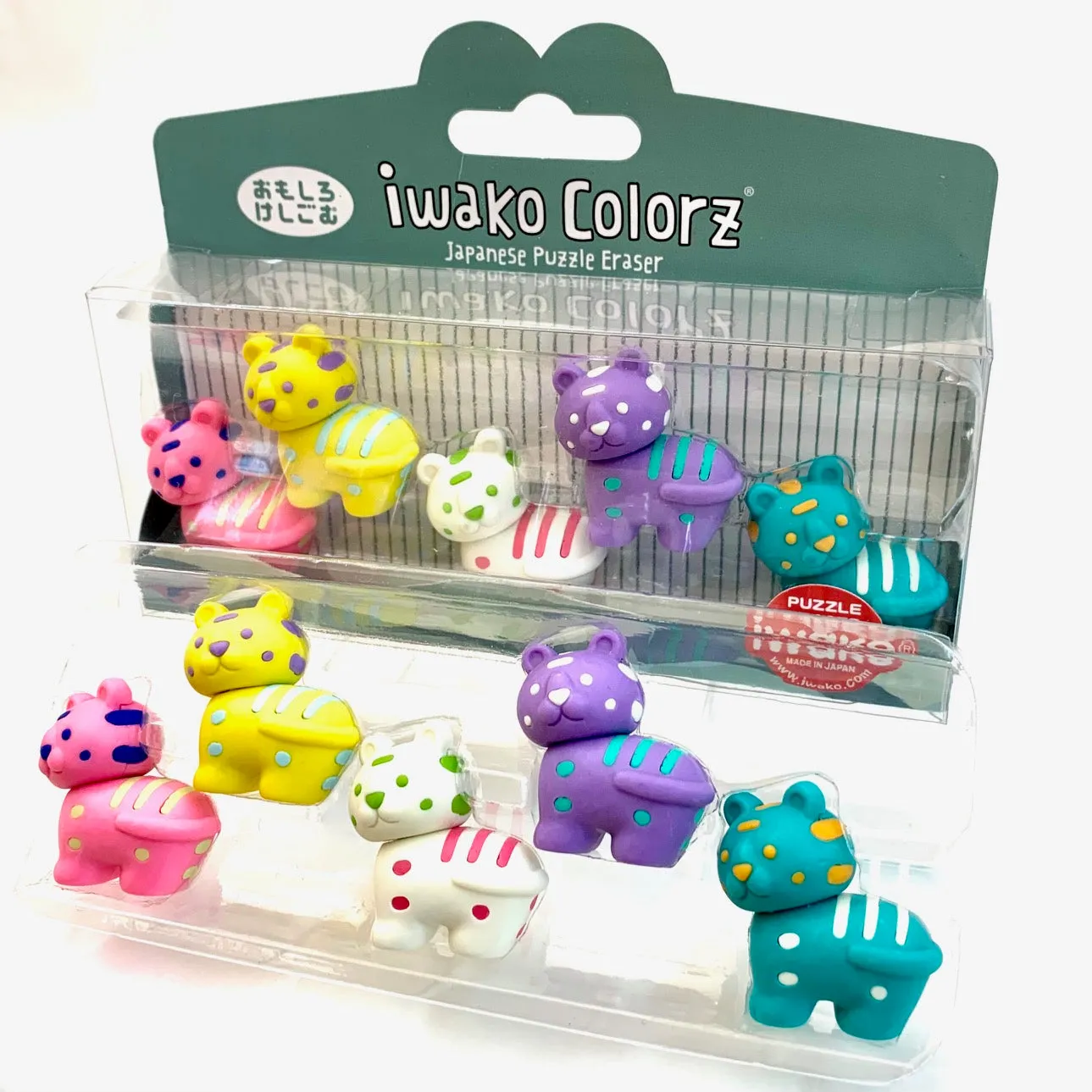 38457 Iwako Colorz Tiger -12 sets of 5 Erasers