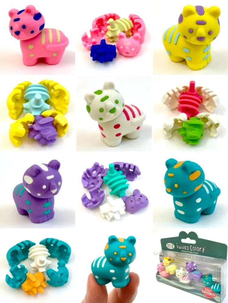 38457 Iwako Colorz Tiger -12 sets of 5 Erasers