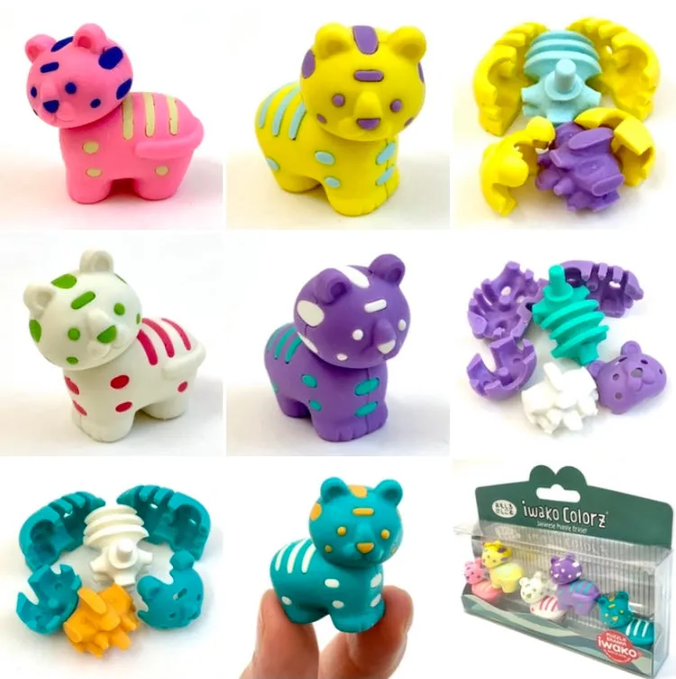 38457 Iwako Colorz Tiger -12 sets of 5 Erasers