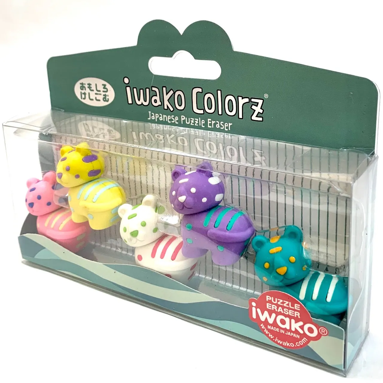 38457 Iwako Colorz Tiger -12 sets of 5 Erasers