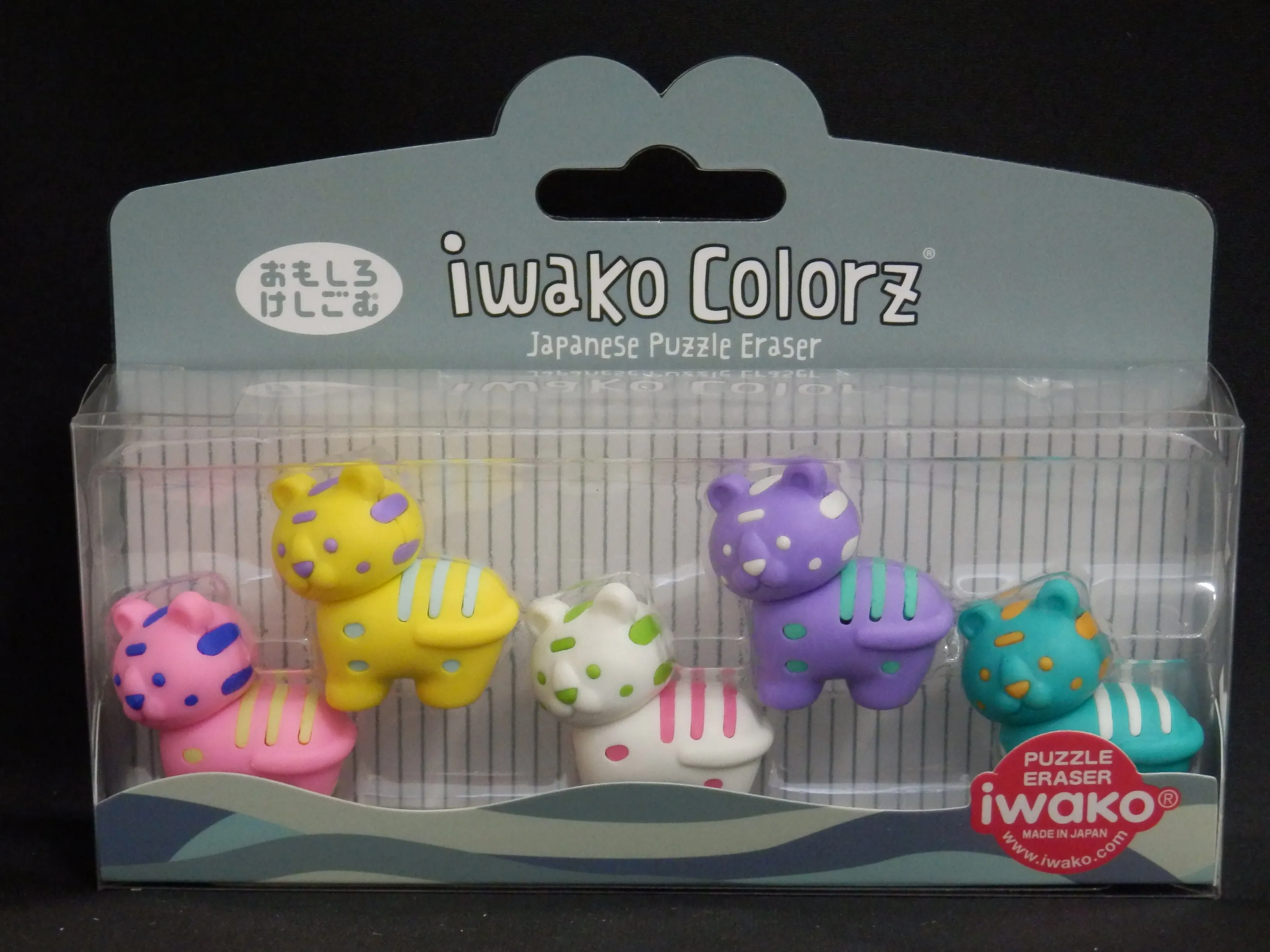 38457 Iwako Colorz Tiger -12 sets of 5 Erasers