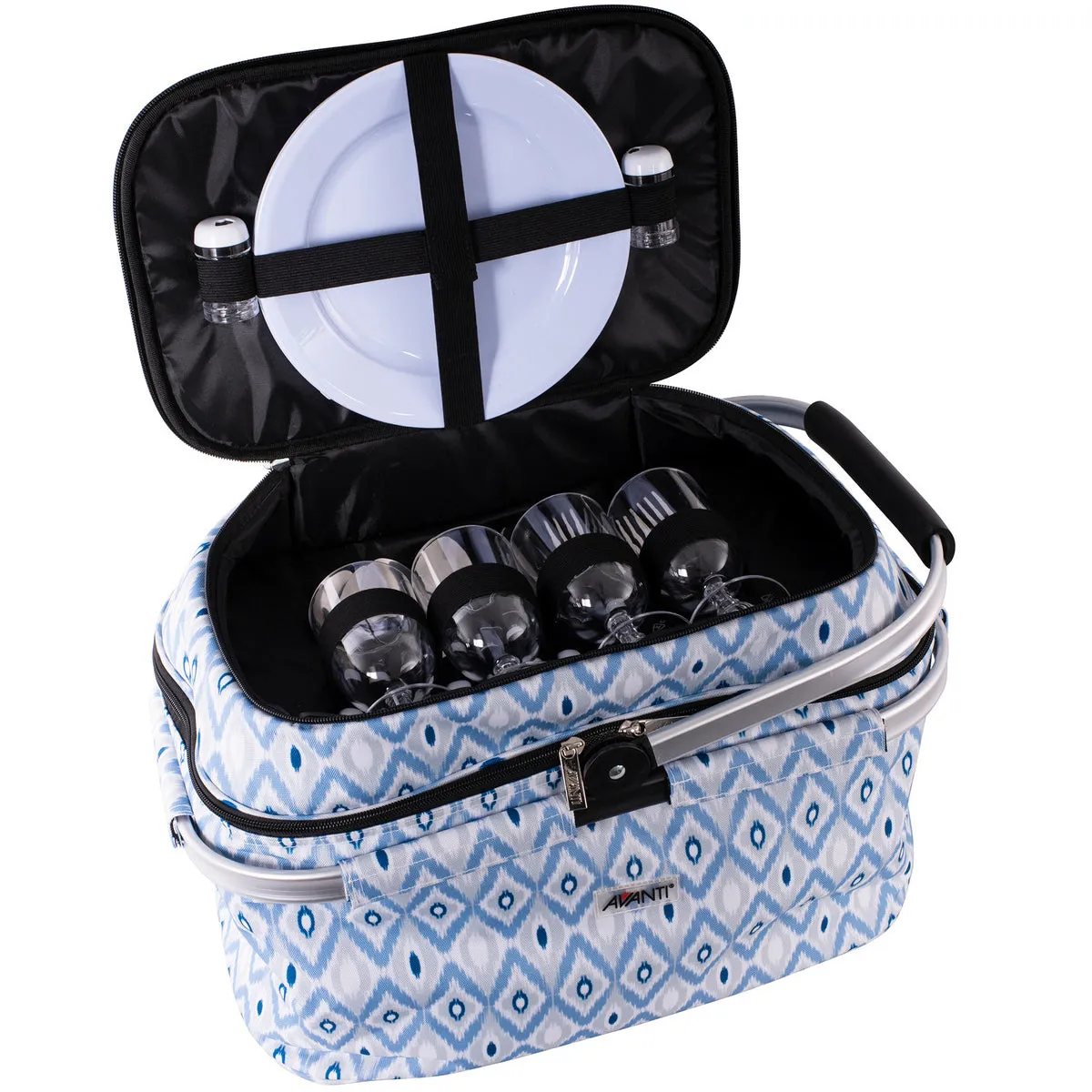 4 Person Insulated Cooler Picnic Basket