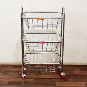 5981 Multipurpose 3 Layer Stainless Steel Fruit & Vegetable 4 Stand Kitchen Trolley |Fruit Basket |Vegetable Basket |Onion Potato Rack For Kitchen |Vegetable Stand For Kitchen