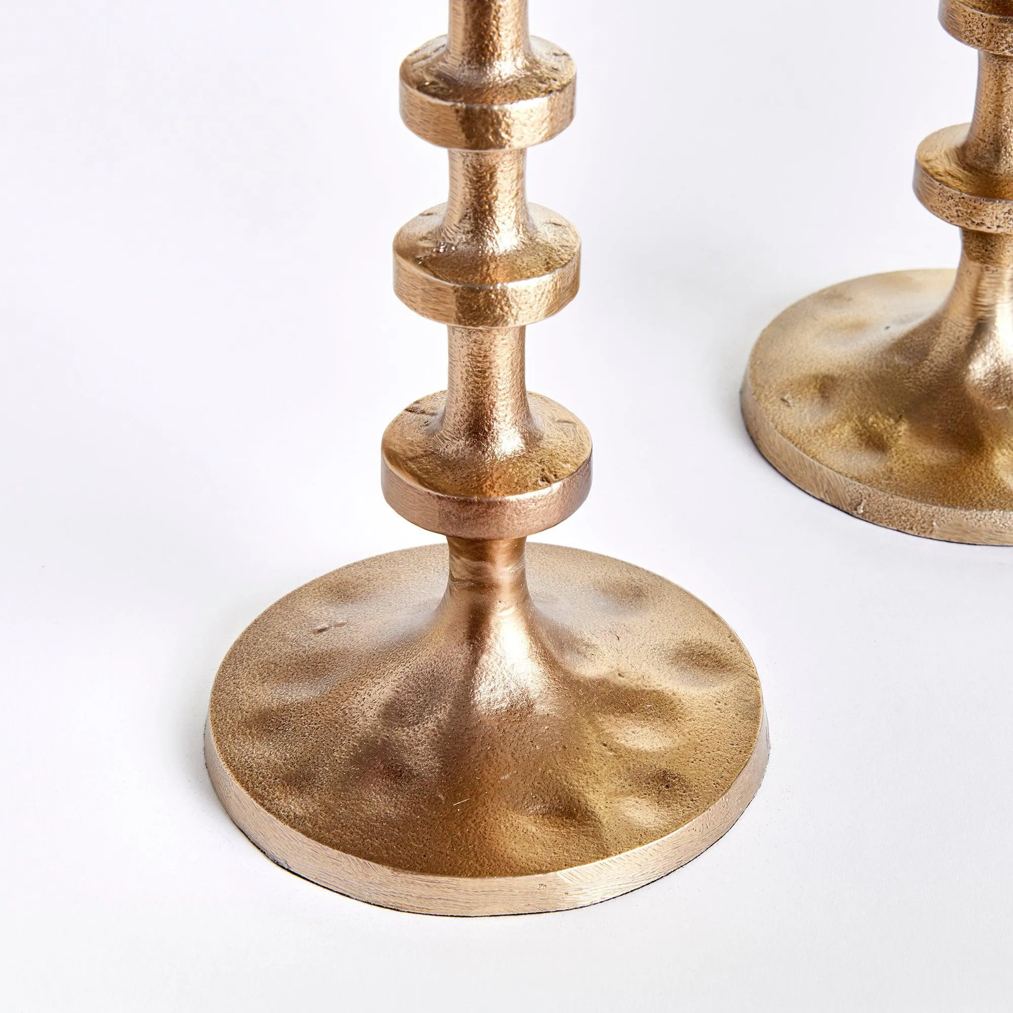 Abacus Gold Taper Candle Holders, Set Of 3