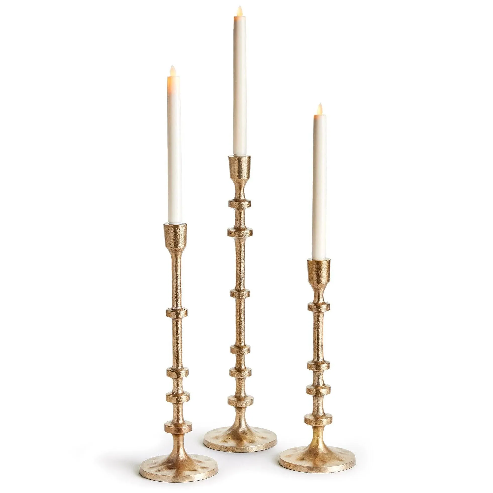 Abacus Gold Taper Candle Holders, Set Of 3