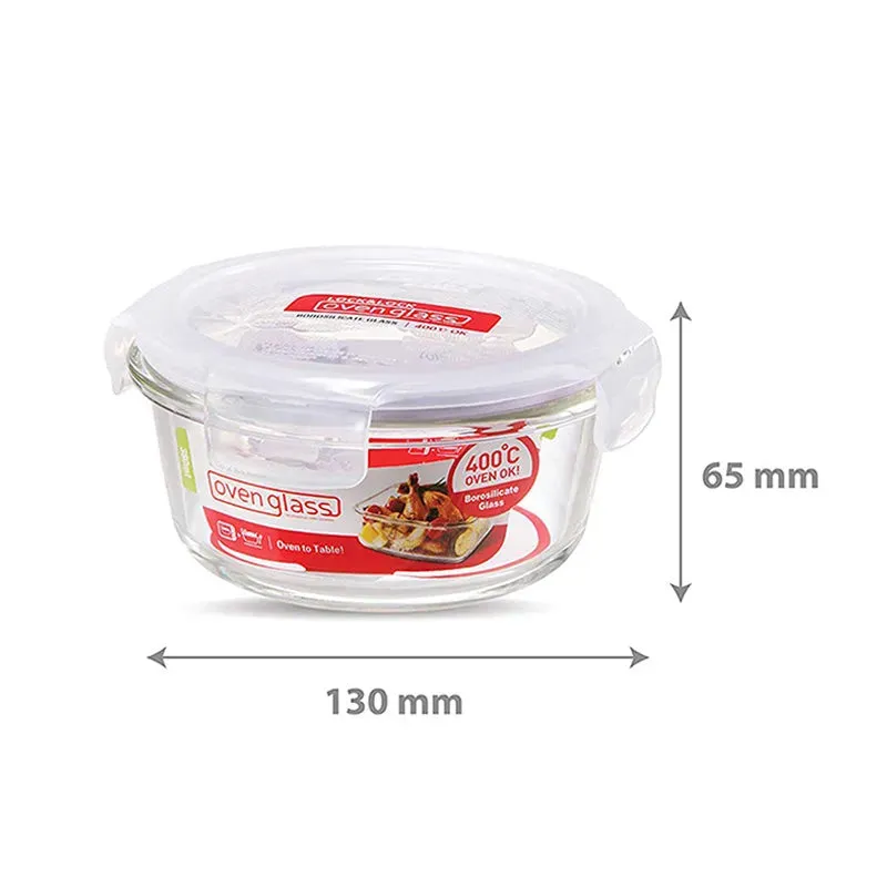 Airtight Glass Food Containers Flat Lunch Box with Bag | 380ml | Set of 2 | Multiple Colors