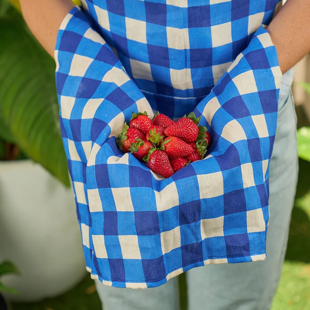 Apron - Linen - Cobalt Check