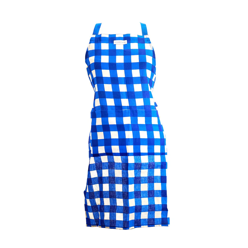 Apron - Linen - Cobalt Check