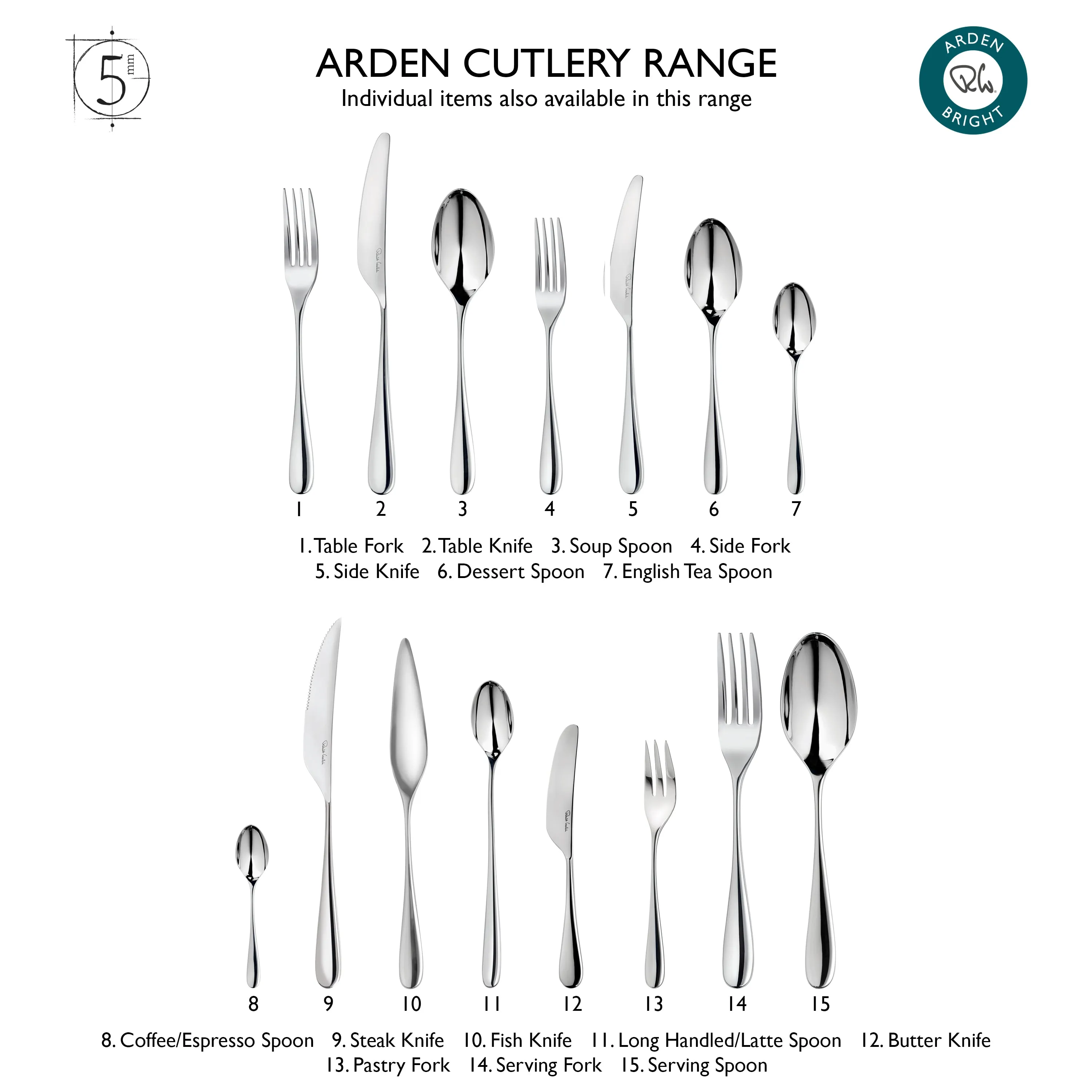 Arden Bright Cutlery Sample Set, 3 Piece