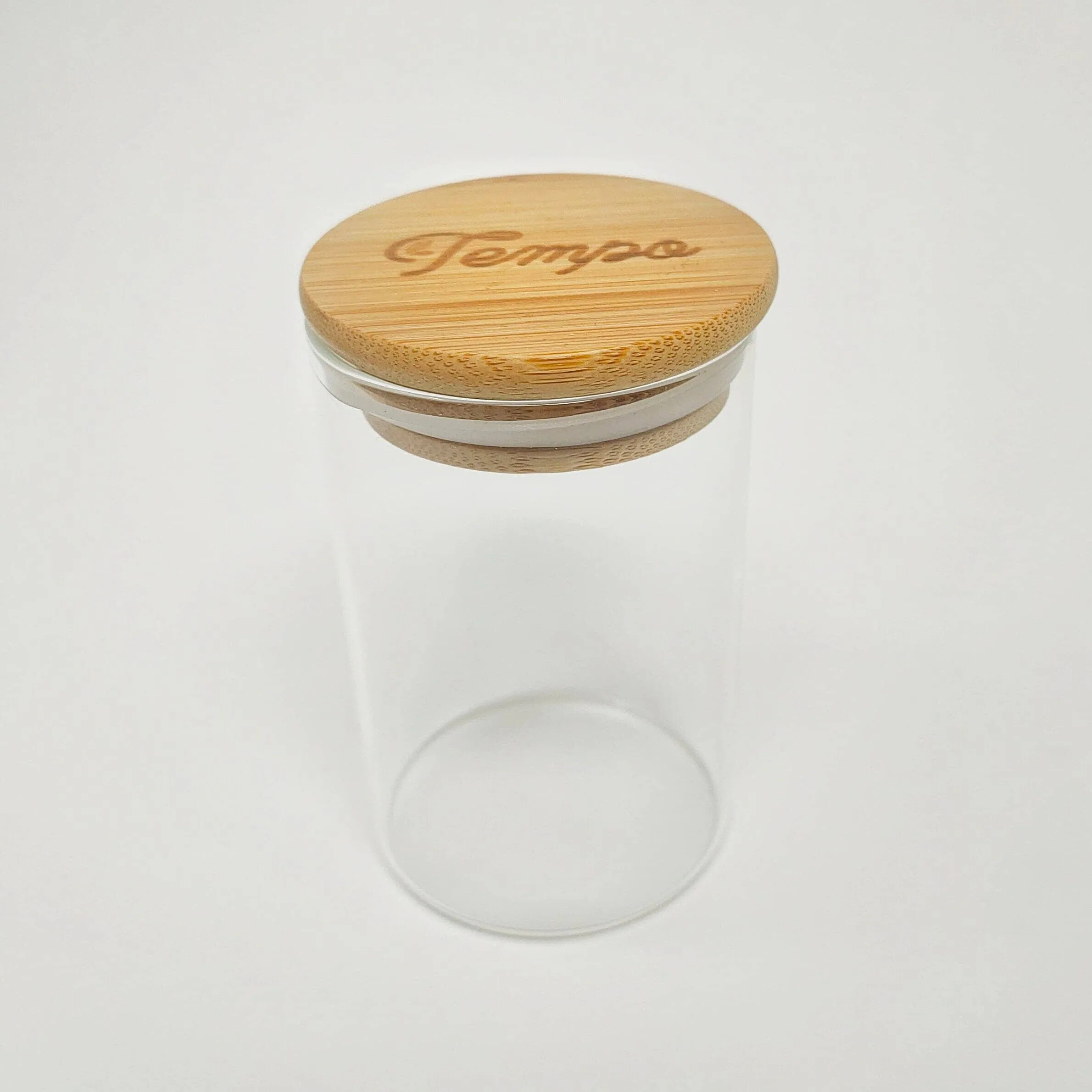 Bamboo Round Glass Airtight Storage Jar (300ml)