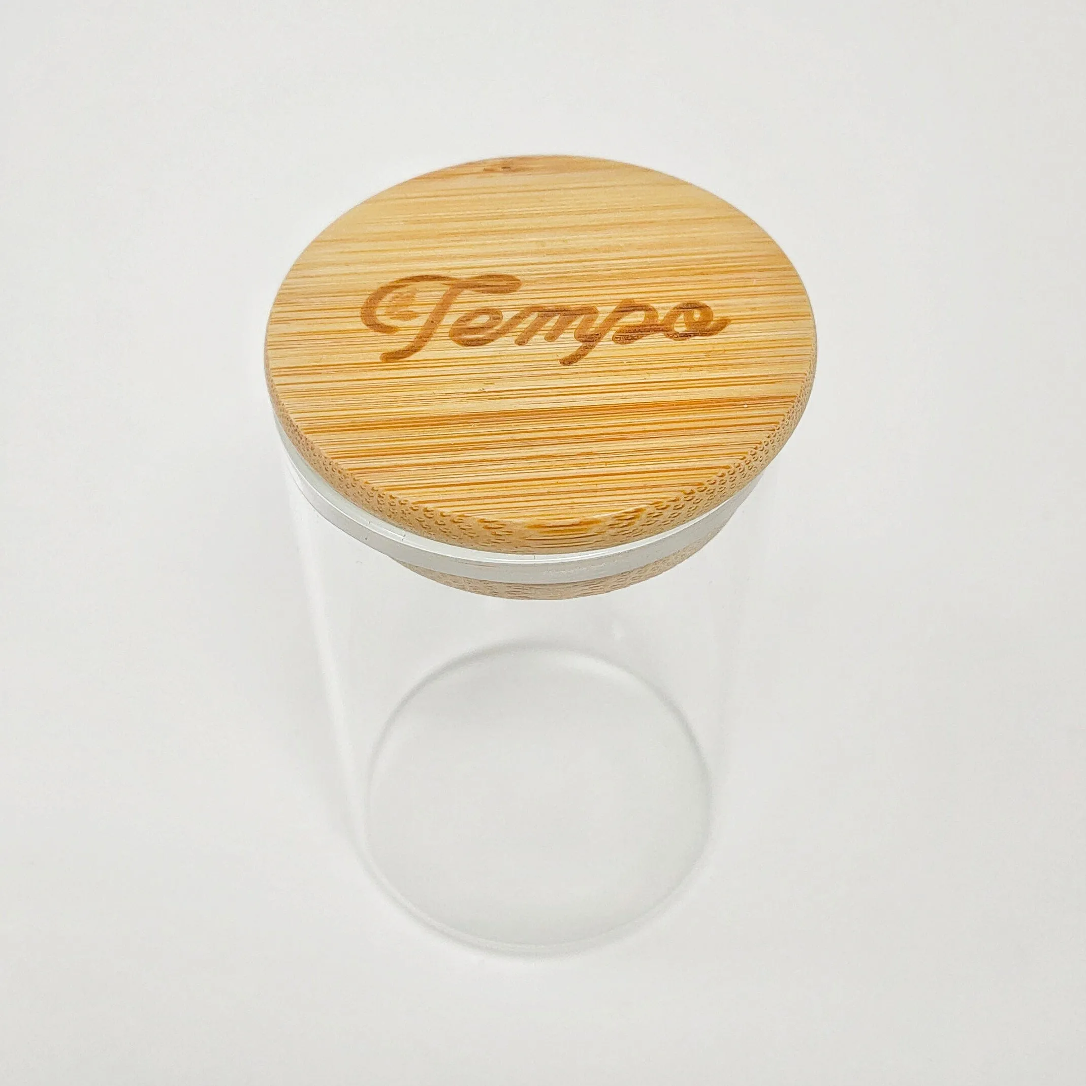 Bamboo Round Glass Airtight Storage Jar (300ml)