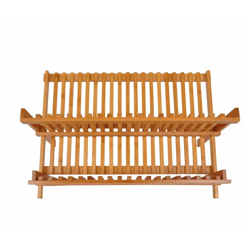 Bamboo Wooden Dish Rack Foldable Kitchen Drying Bowl Holder Plate Holder BKW05