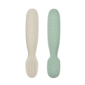 Beaba Set of 2 Silicone Pre-Spoons - Sage Green/Velvet Grey