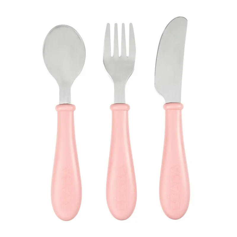 Beaba Stainless Steel Training Cutlery Set - Pink