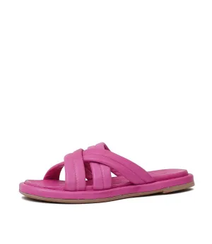 Beach Fuchsia Leather Slides