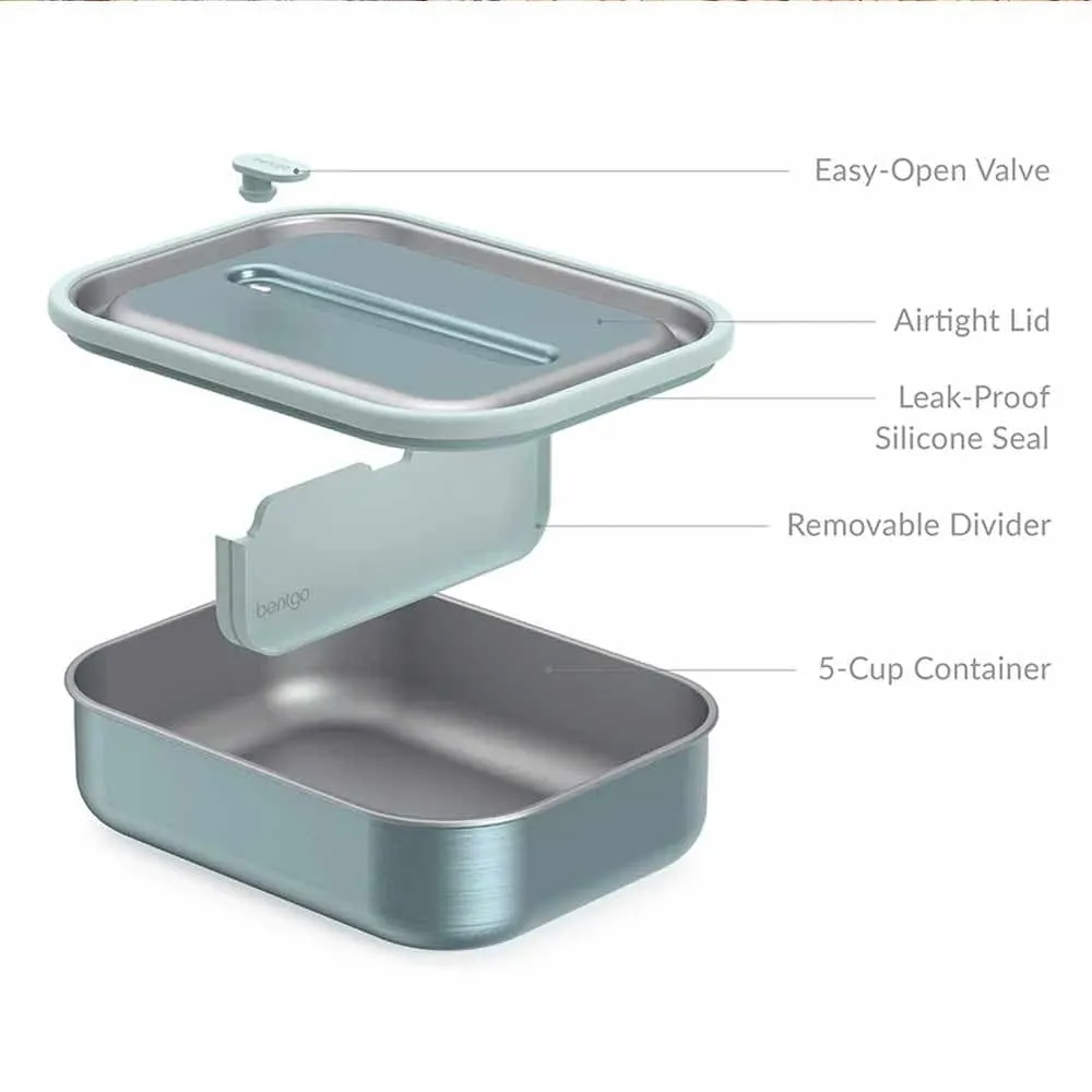 Bentgo Microwavable Stainless Steel Leak-proof Lunch Box 1200ml Aqua