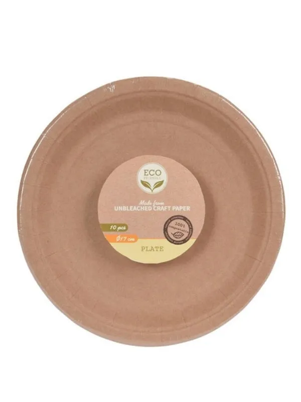 Biodegradable Kraft Paper Plates-  17cm - Set of 30 Pieces