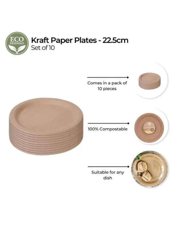 Biodegradable Kraft Paper Plates-  17cm - Set of 30 Pieces