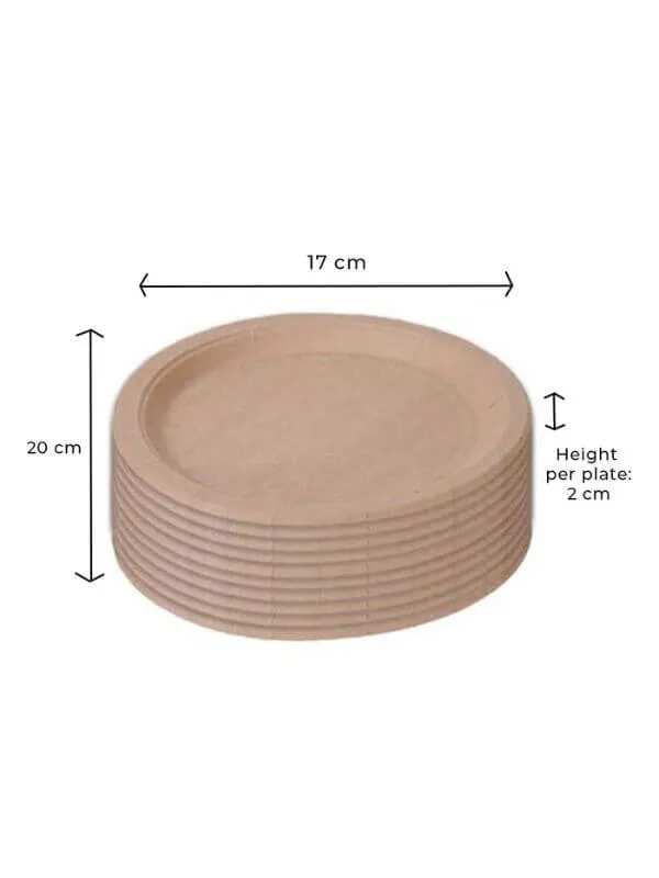 Biodegradable Kraft Paper Plates-  17cm - Set of 30 Pieces