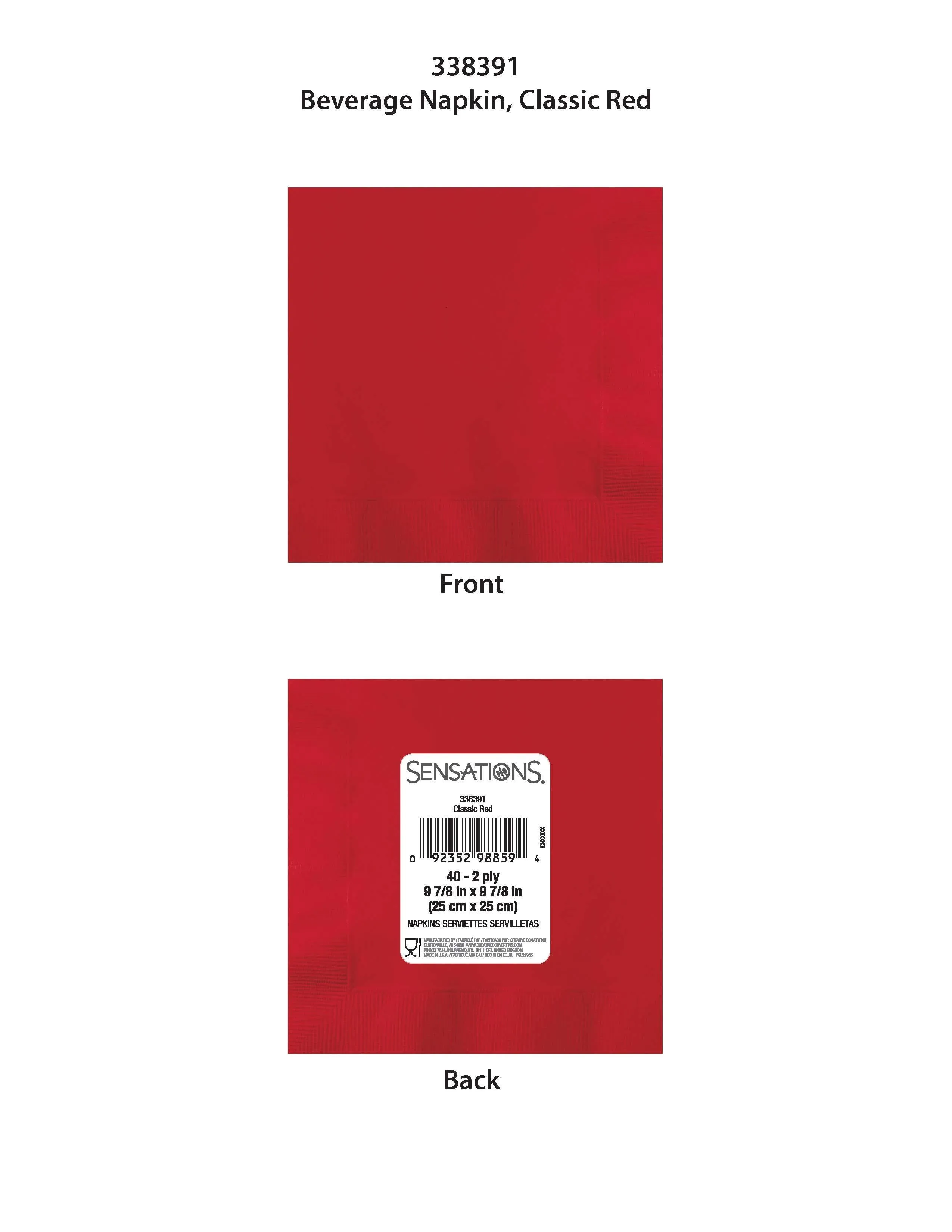 Bulk Classic Red 2Ply Beverage Napkin (480 per Case)