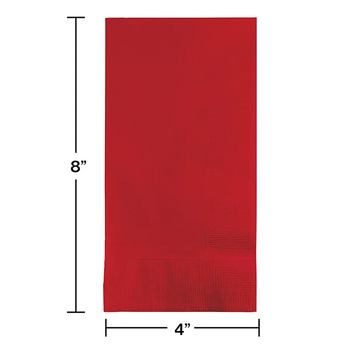 Bulk Pack of 100 Classic Red Dinner Napkins 2Ply 1/8Fld