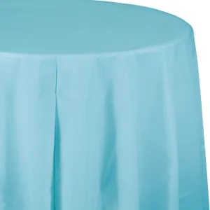 Bulk Pastel Blue Round Plastic 82 inch Table Covers (12 per Case)