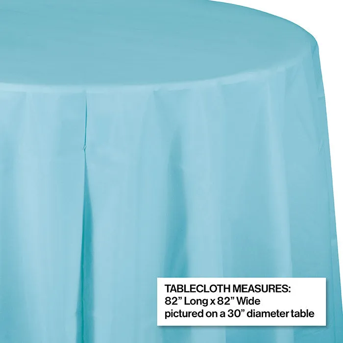 Bulk Pastel Blue Round Plastic 82 inch Table Covers (12 per Case)