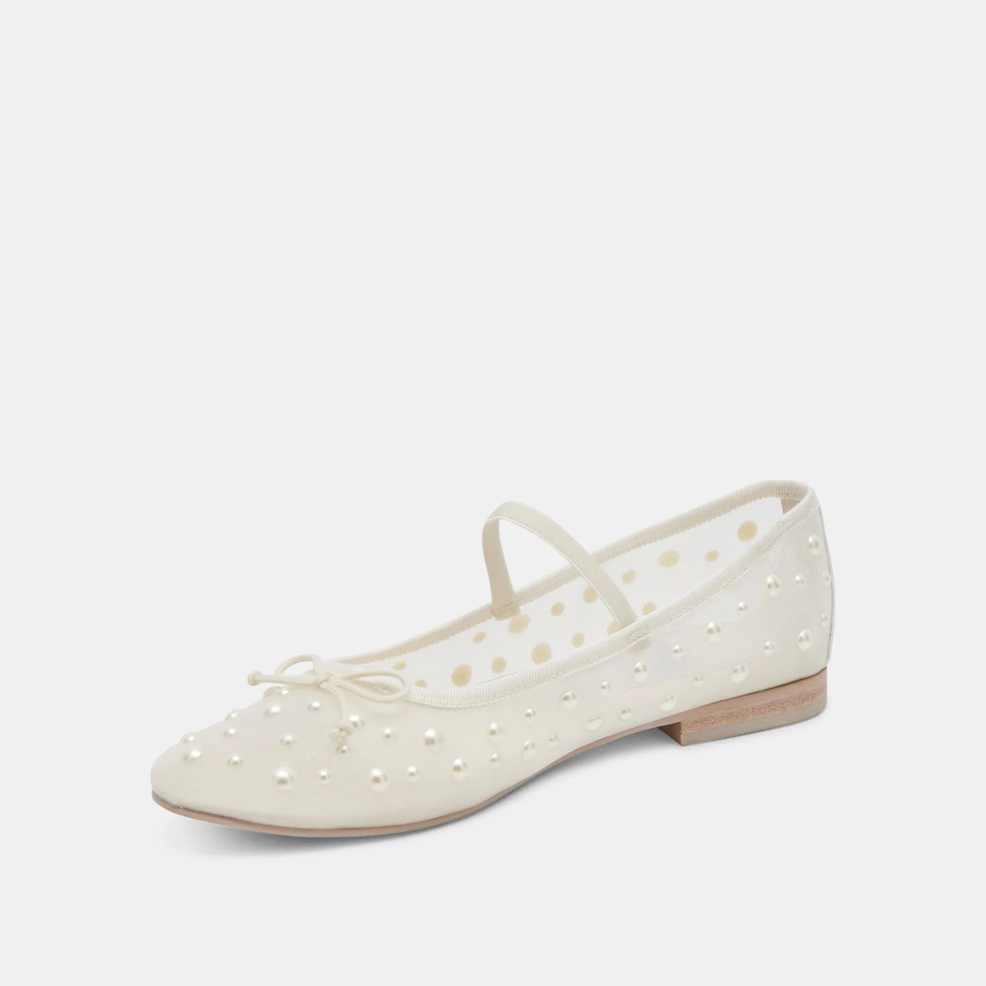 CADEL PEARL BALLET FLATS IVORY MESH