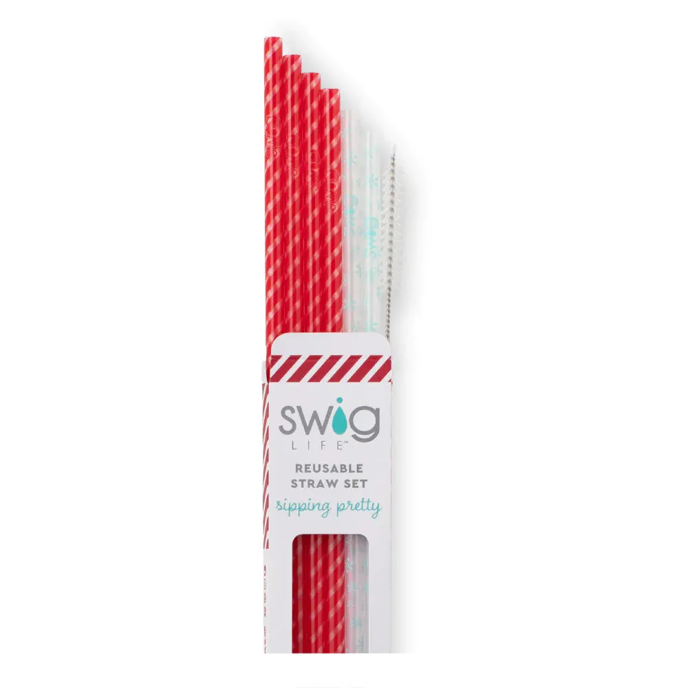 Candy Cane Reusable Straw Set