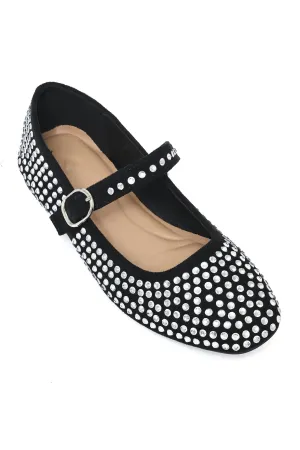 CRYSTAL-EMBELLISHED MARY JANES-BLACK