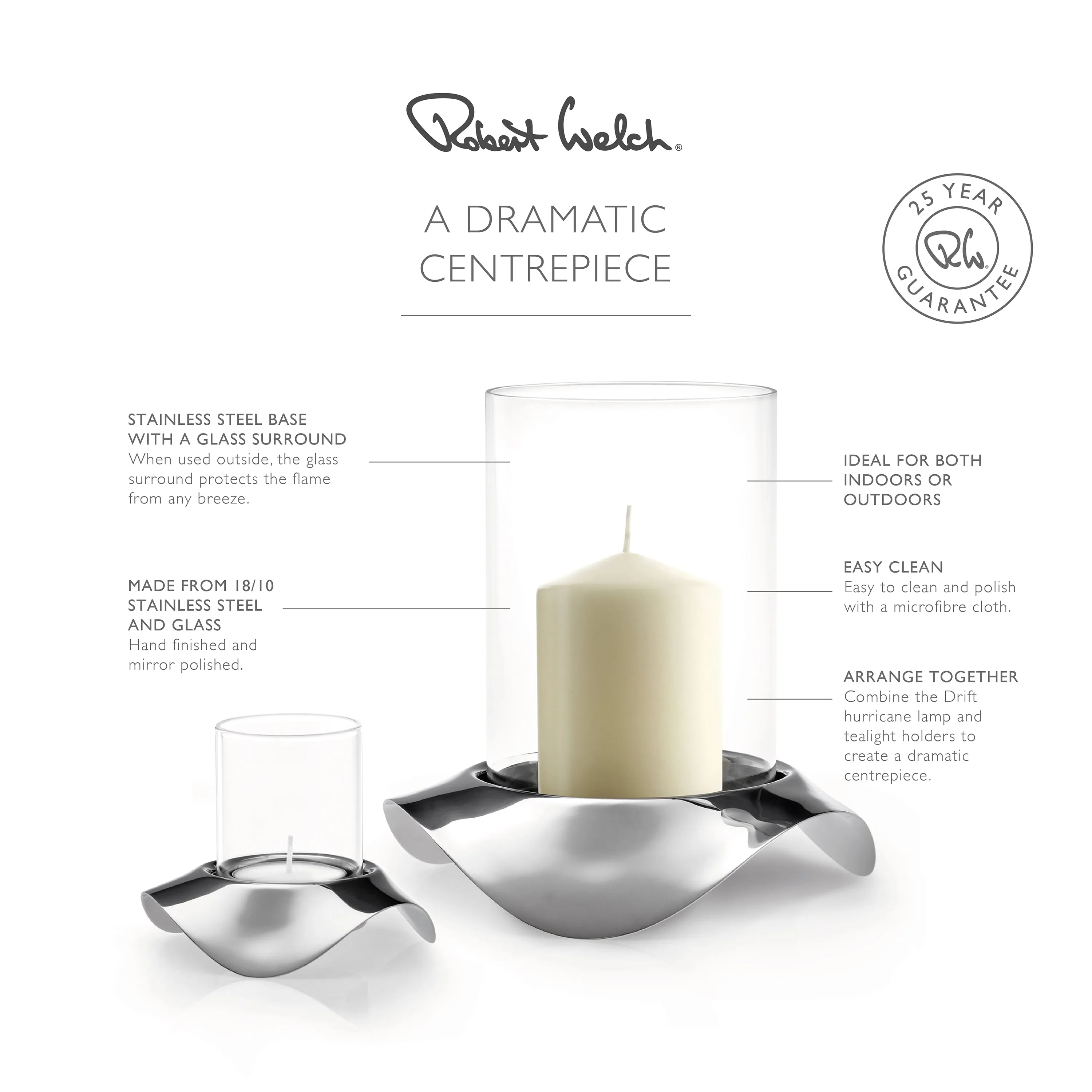 Drift Hurricane and Tealight Set, 2 piece