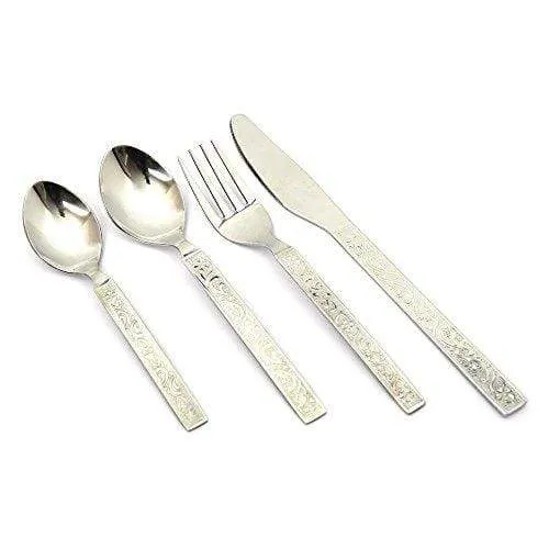 Embassy (Classic by Embassy) 24-Pieces Cutlery Set - 6 Tea Spoons, 6 Baby Spoons, 6 Baby Forks & 6 Dessert Knives (Hi-Trend, 17 Gauge, Stainless Steel)