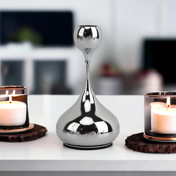 European Water Drop Silver Tone Candle Holders