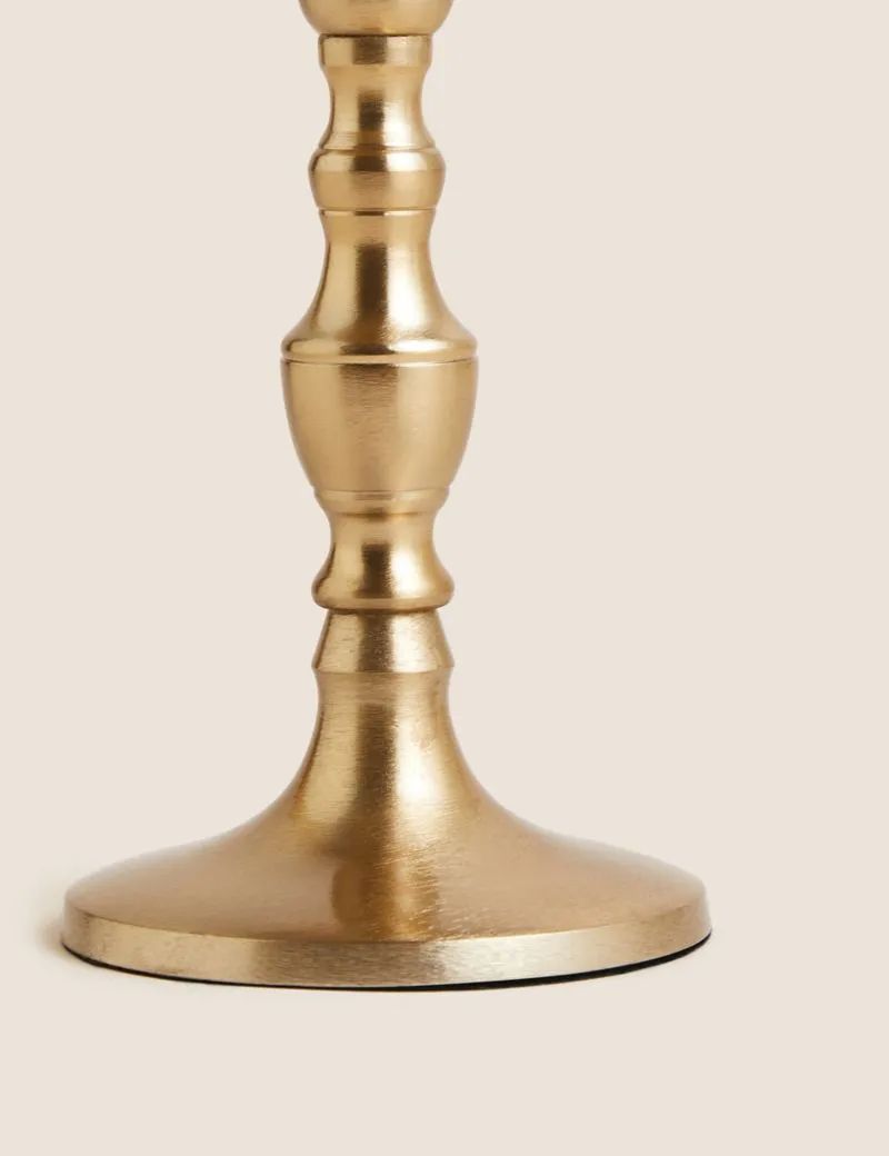 Gold Metal Pillar Candle Holder