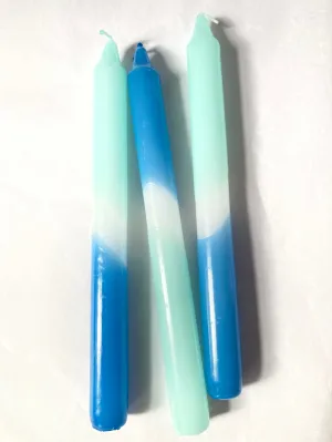 Hand Dipped Candle 3 Pack - Aqua & Blue