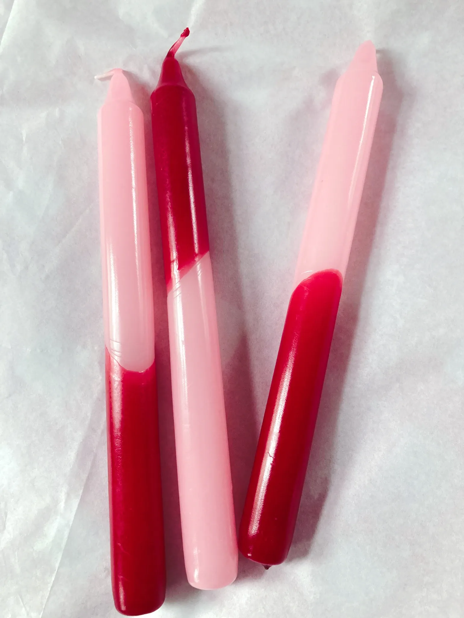 Hand Dipped Candle 3 Pack - Pink & Red