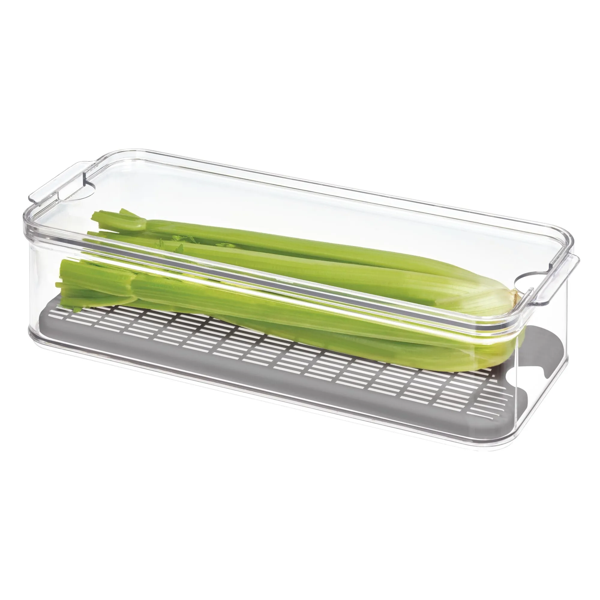 iDesign Crisp Produce Plastic Fridge Bin 15.72" x 6.32" x 3.76", Clear