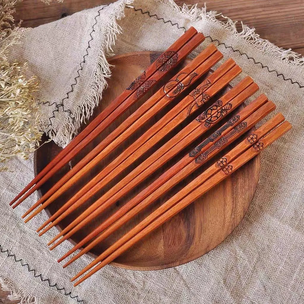 Japanese Style Wooden Engraved Chopsticks Set