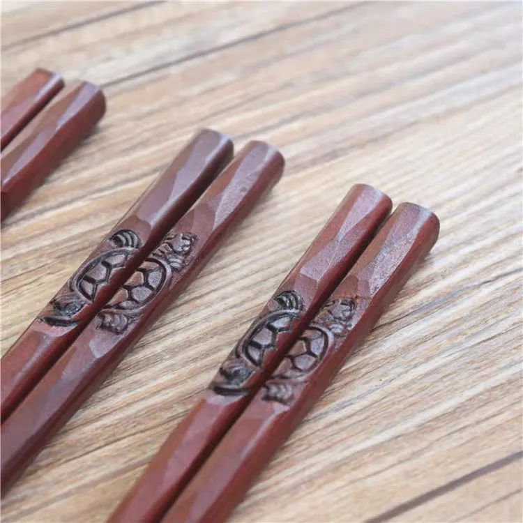 Japanese Style Wooden Engraved Chopsticks Set