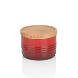 Le Creuset Stoneware Small Storage Jar with Wooden Lid Cerise (DISC)