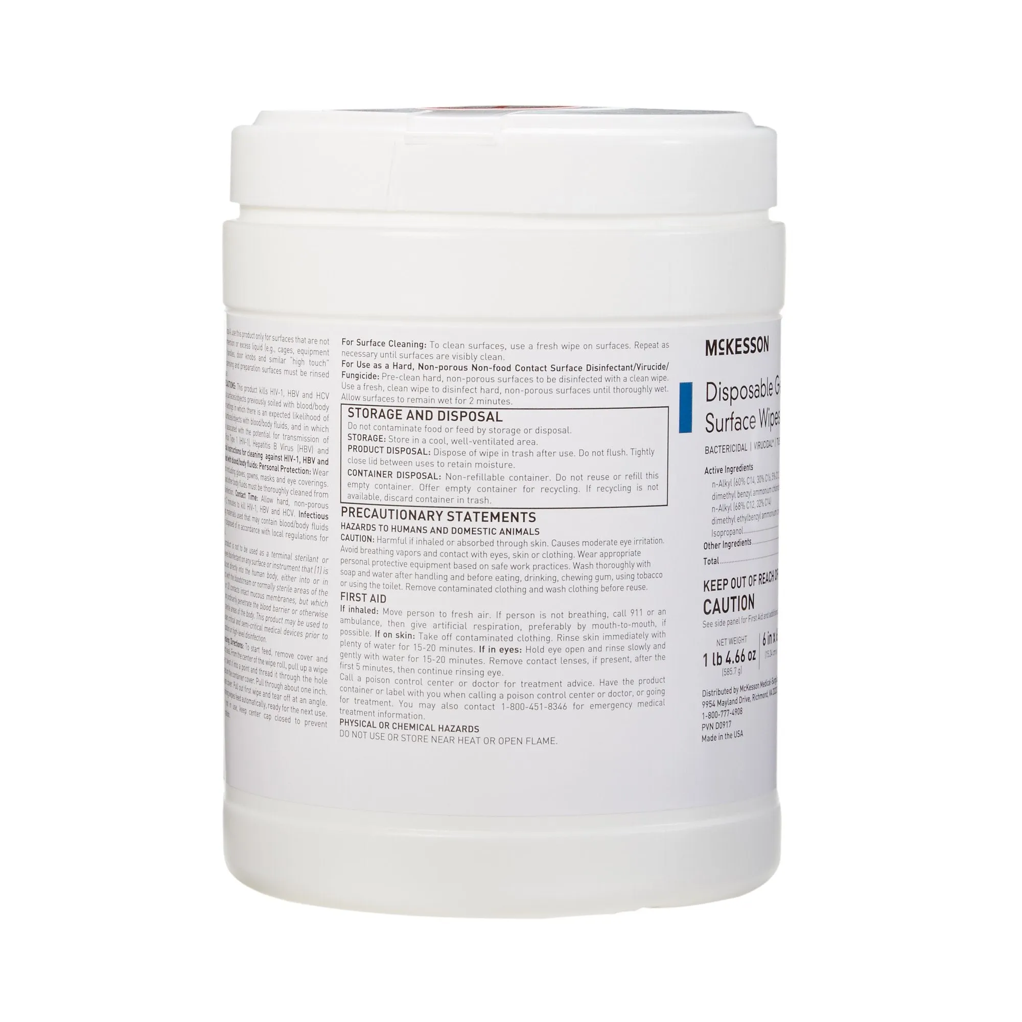 McKesson Surface Disinfectant Wipes, Large Canister