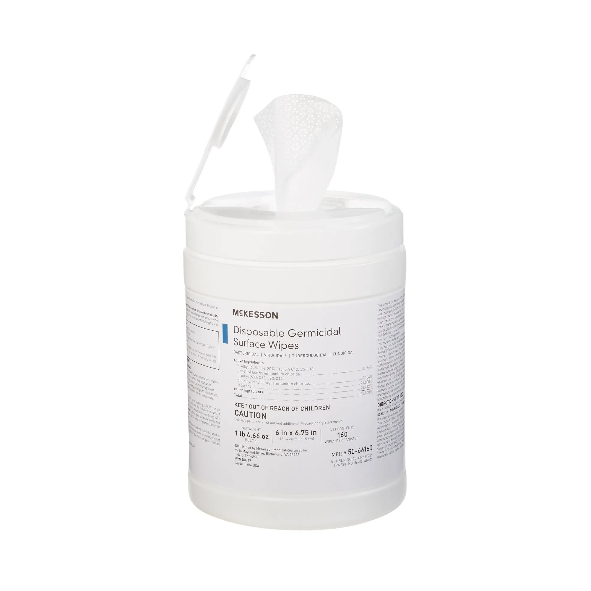 McKesson Surface Disinfectant Wipes, Large Canister