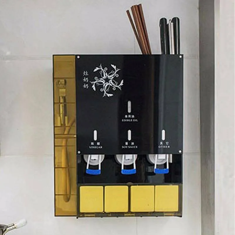 Enhanced Multifunctional Seasoning Organizer with Built-In Oil Pump