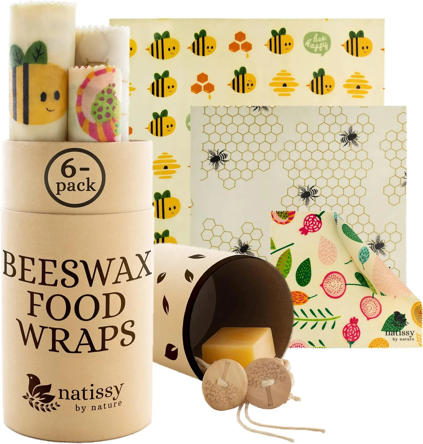 Reusable Beeswax Wraps for Food, Organic Wax Wraps for Food Reusable