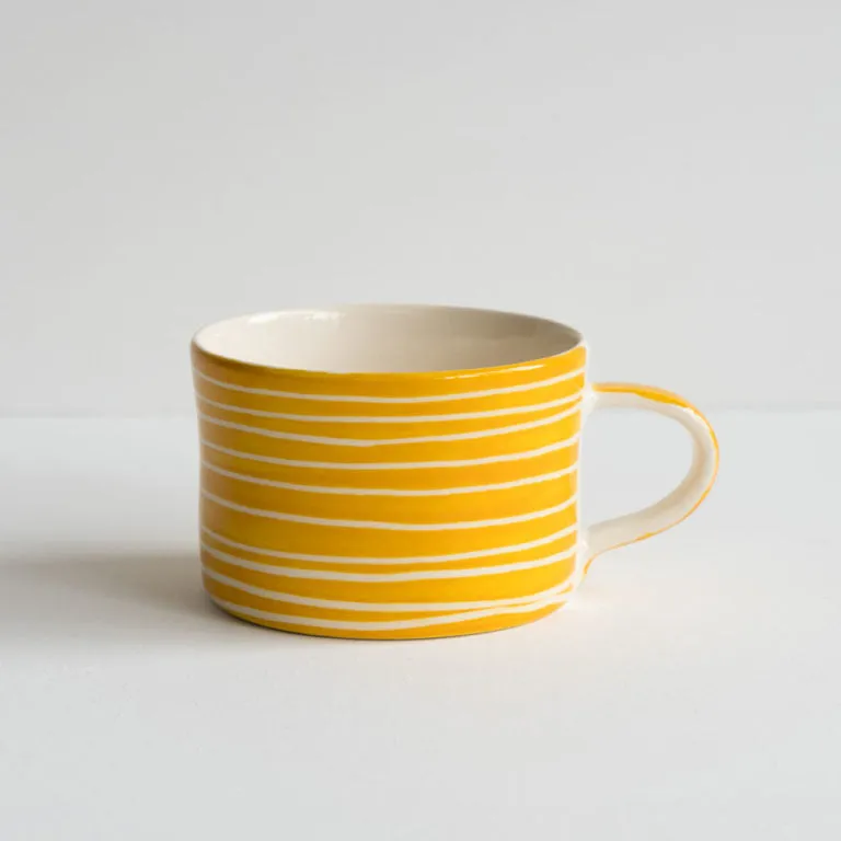 Sgraffito Striped Ceramic Mug